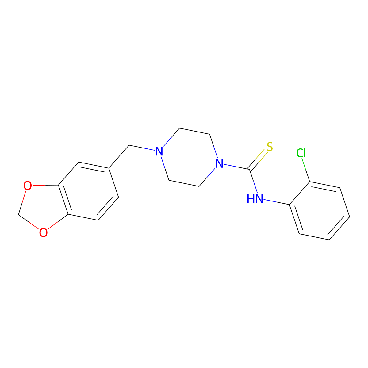 4-(1,3-benzodioxol-5-ylmethyl)-N-(2-chlorophenyl)piperazine-1-carbothioamide molecular structure, CAS 364749-64-4