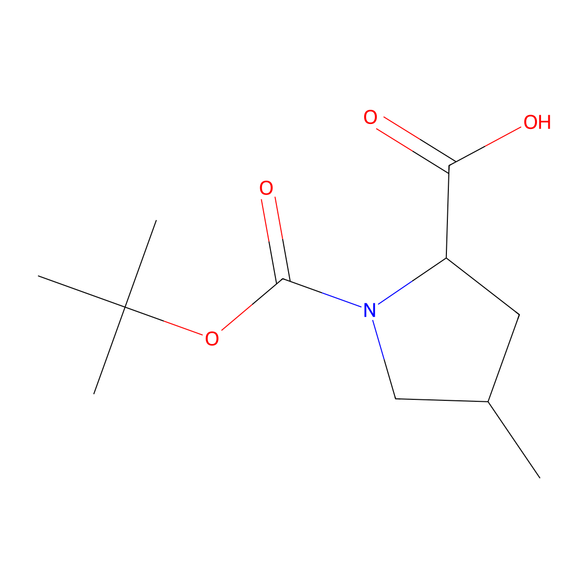(2S,4R)-1-[(tert-butoxy)carbonyl]-4-methylpyrrolidine-2-carboxylic acid molecular structure, CAS 364750-80-1