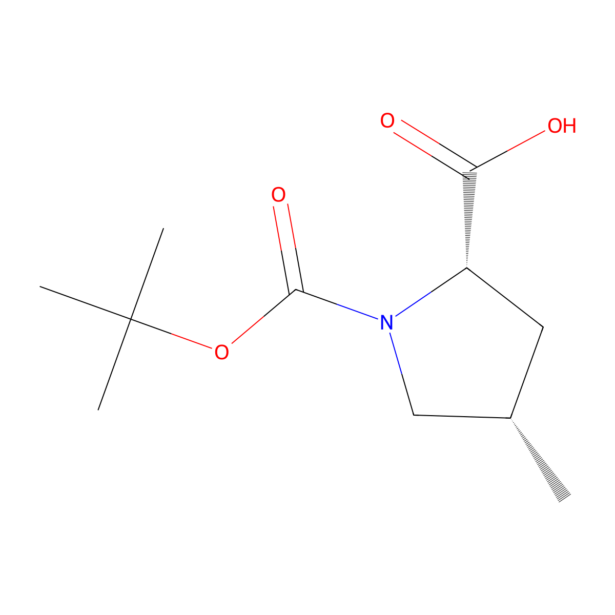 (4S)-1-(tert-Butoxycarbonyl)-4-methyl-L-proline molecular structure, CAS 364750-81-2