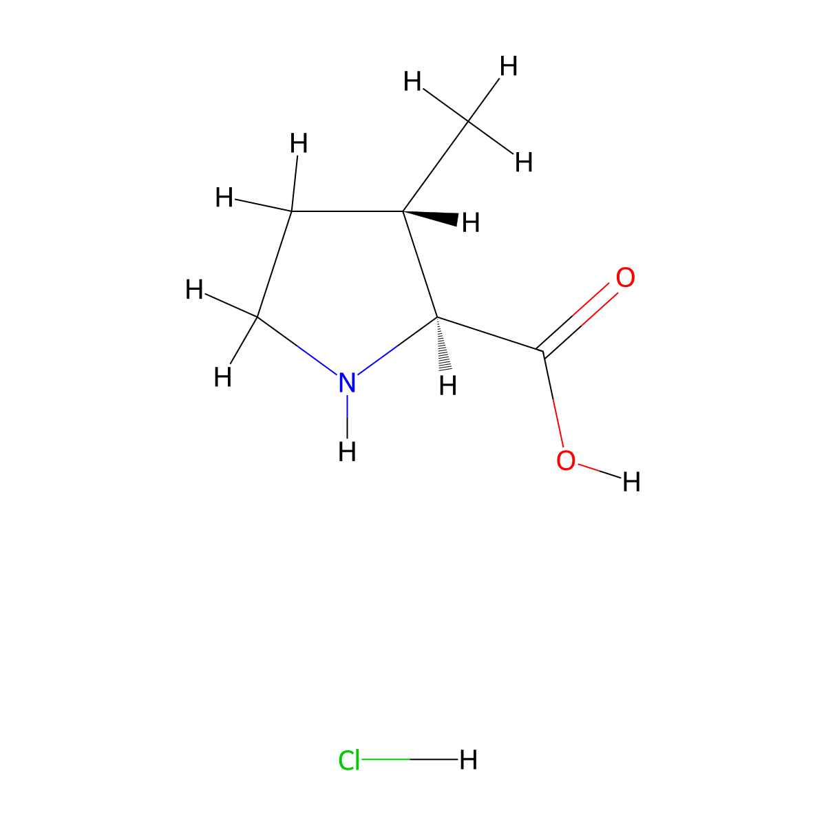 (2S,3S)-3-Methylpyrrolidine-2-carboxylic acid hydrochloride molecular structure, CAS 364750-86-7
