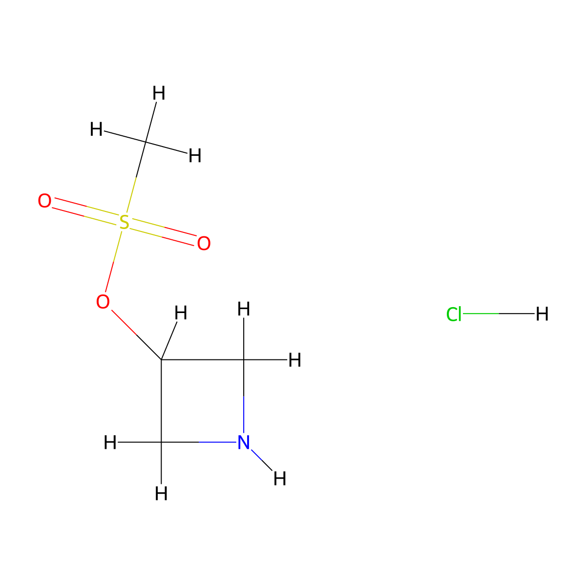 Azetidin-3-yl methanesulfonate hydrochloride molecular structure, CAS 36476-89-8
