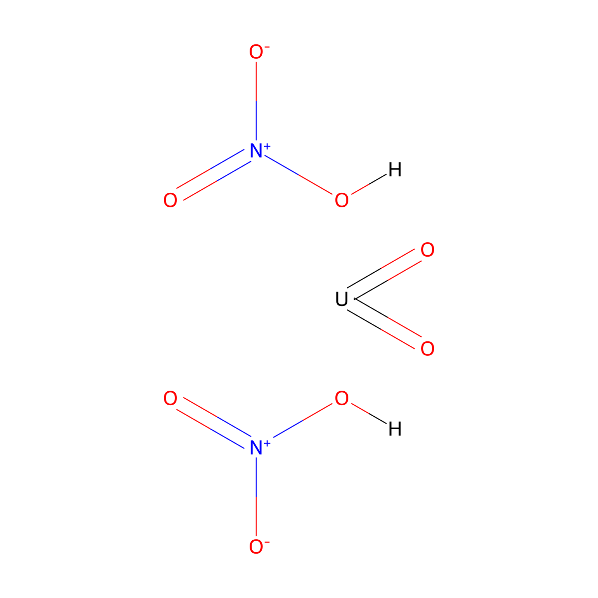 Bis(nitrato-O)dioxouranium molecular structure, CAS 36478-76-9