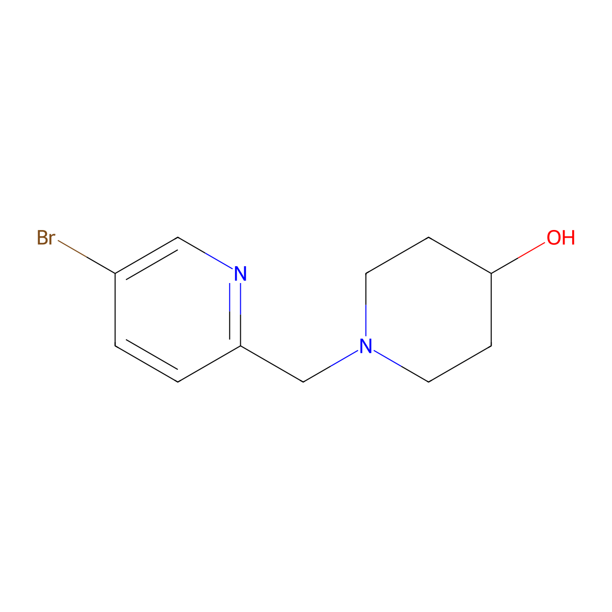 1-[(5-Bromopyridin-2-yl)methyl]piperidin-4-ol molecular structure, CAS 364794-28-5