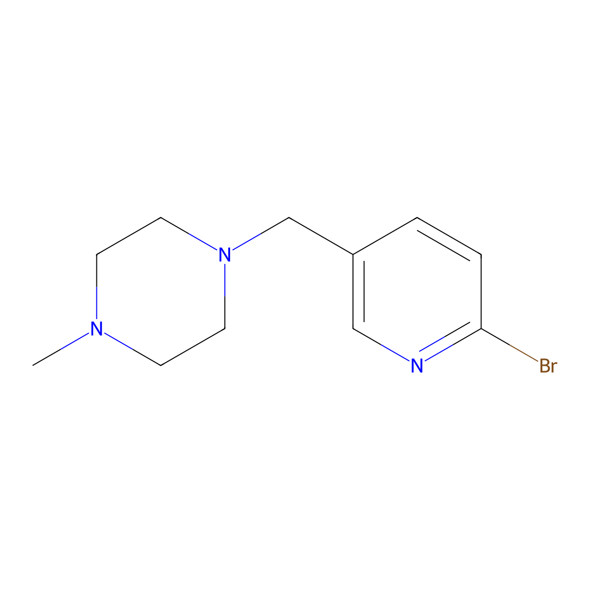 1-((6-Bromopyridin-3-yl)methyl)-4-methylpiperazine molecular structure, CAS 364794-55-8