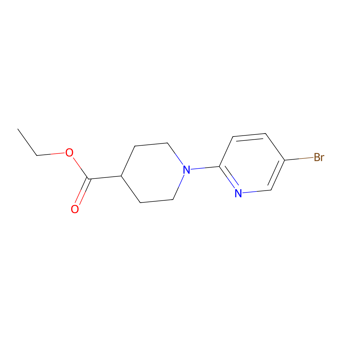 Ethyl 1-(5-bromopyridin-2-yl)piperidine-4-carboxylate molecular structure, CAS 364794-70-7