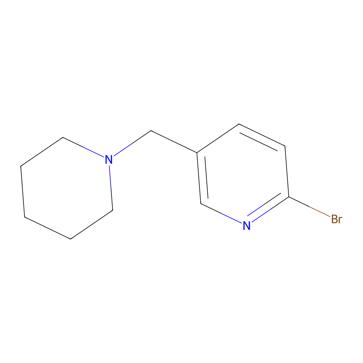 2-Bromo-5-(piperidin-1-ylmethyl)pyridine molecular structure, CAS 364794-72-9