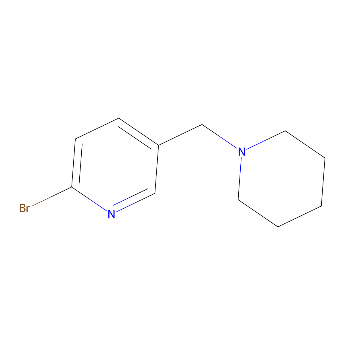 2-Bromo-5-(piperidin-1-ylmethyl)pyridine molecular structure, CAS 364794-72-9