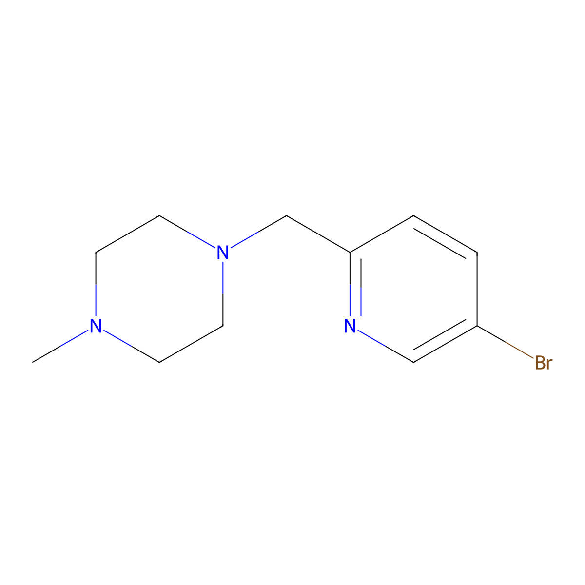 1-[(5-Bromopyridin-2-yl)methyl]-4-methylpiperazine molecular structure, CAS 364794-75-2