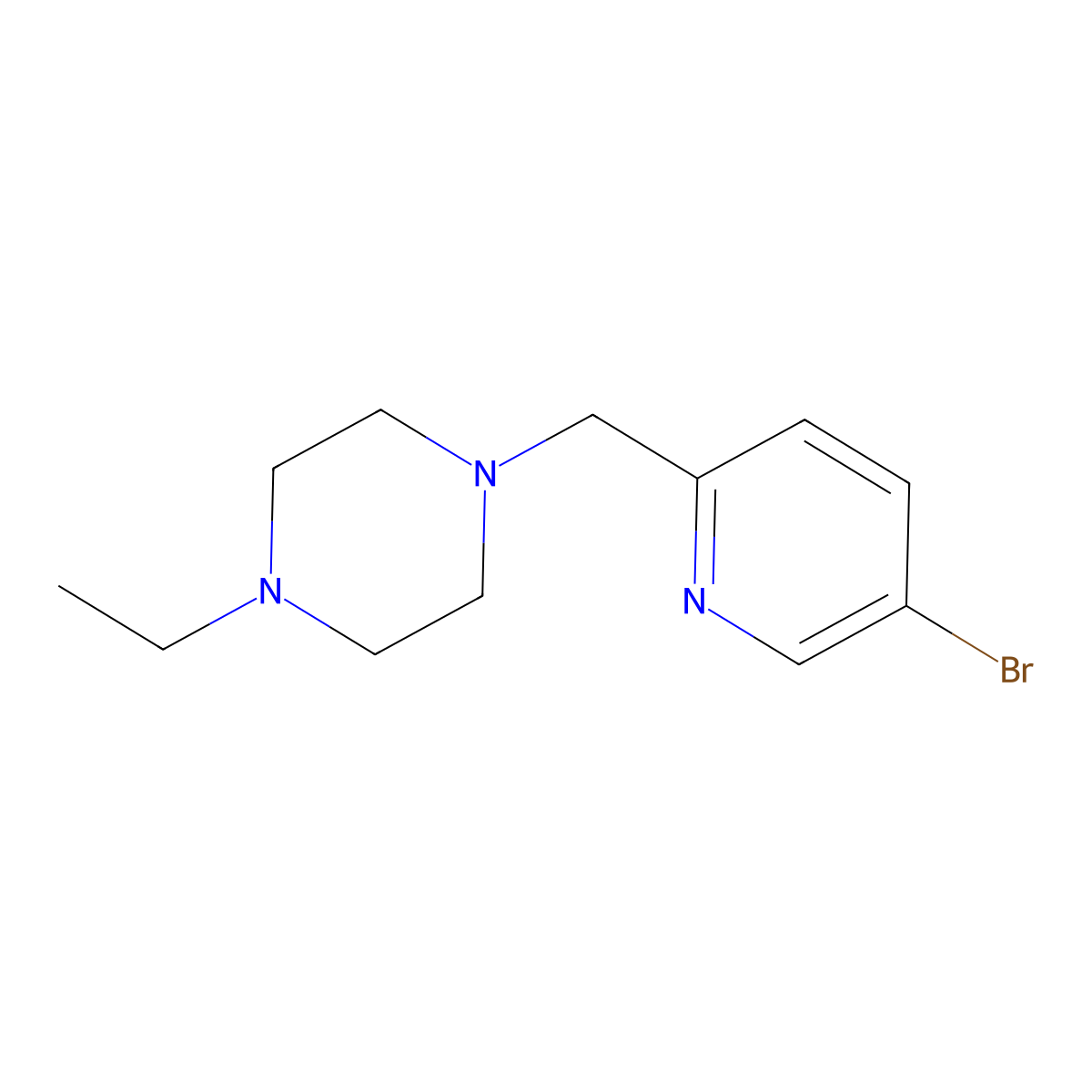 1-((5-Bromopyridin-2-yl)methyl)-4-ethylpiperazine molecular structure, CAS 364794-76-3