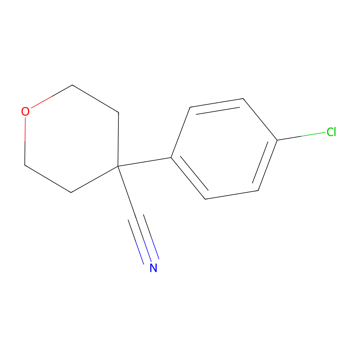 4-(4-Chlorophenyl)tetrahydro-2H-pyran-4-carbonitrile molecular structure, CAS 3648-74-6