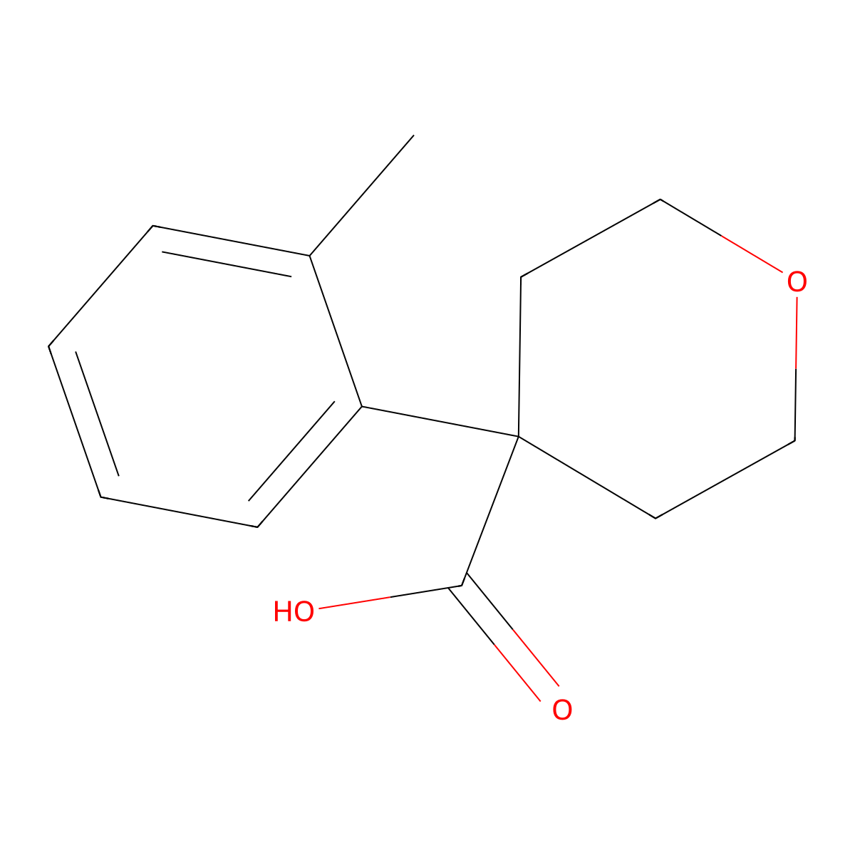 4-o-Tolyl-tetrahydro-pyran-4-carboxylic acid molecular structure, CAS 3648-77-9