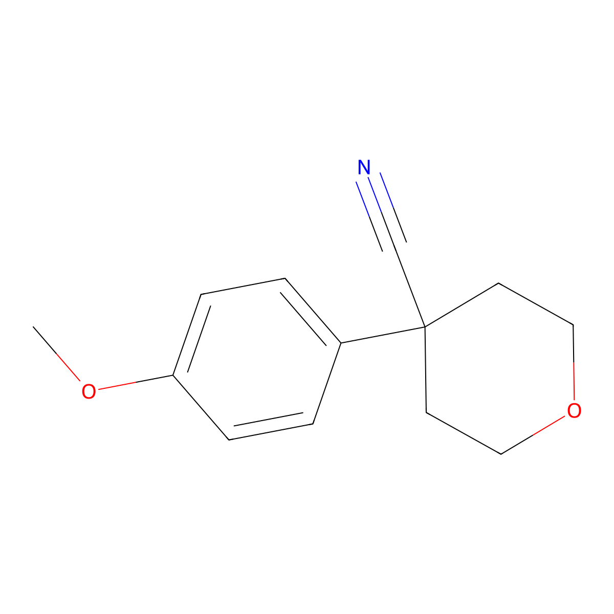 4-(4-methoxyphenyl)tetrahydro-2H-pyran-4-carbonitrile molecular structure, CAS 3648-78-0