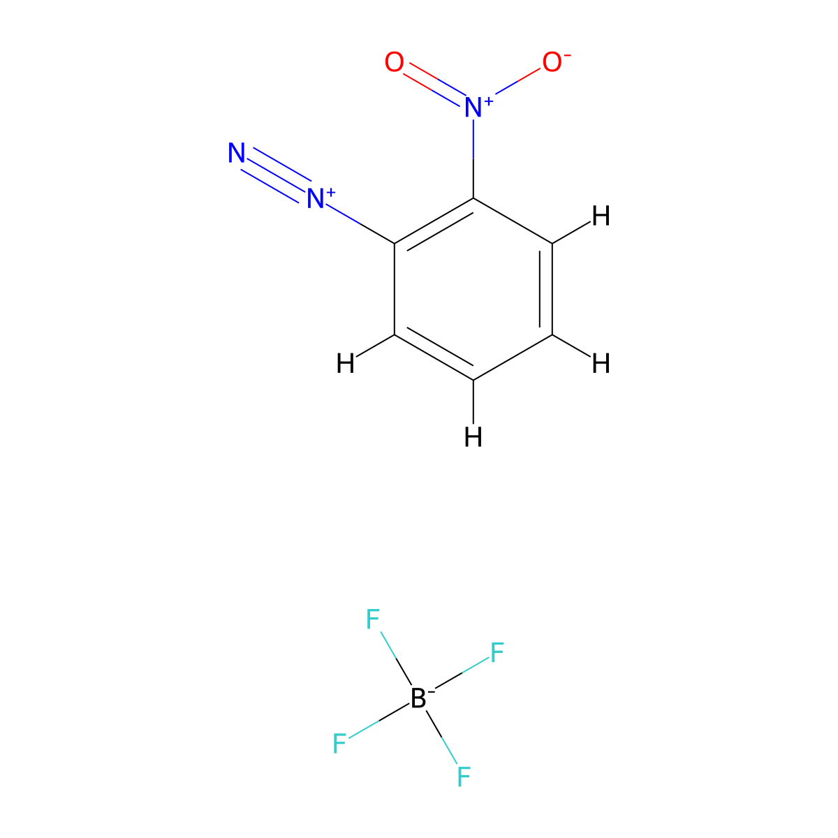 Benzenediazonium, 2-nitro-, tetrafluoroborate(1-) (1:1) molecular structure, CAS 365-33-3