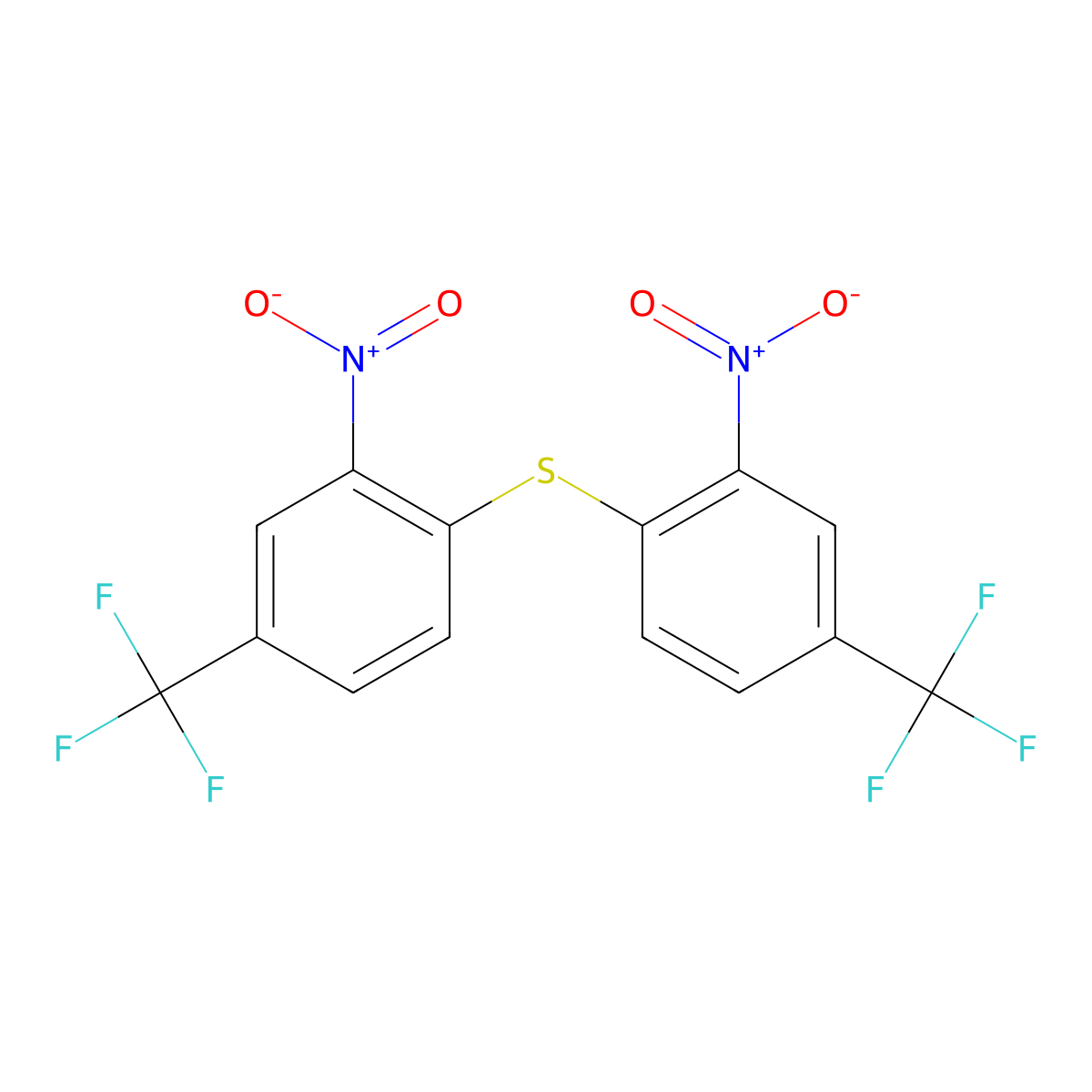 2-Nitro-1-[2-nitro-4-(trifluoromethyl)phenyl]sulfanyl-4-(trifluoromethyl)benzene molecular structure, CAS 365-55-9