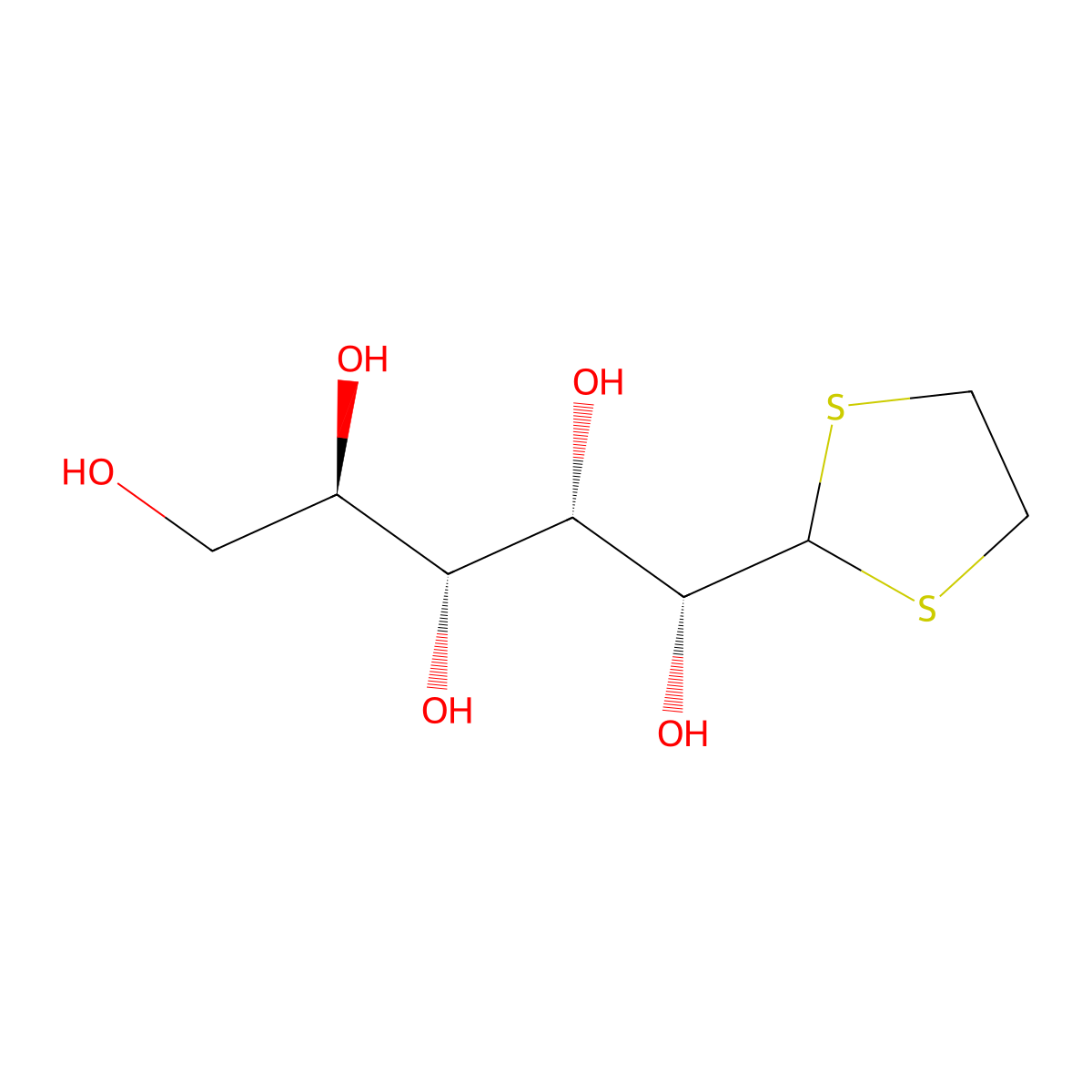 D-Glucose cyclic ethylene dithioacetal molecular structure, CAS 3650-65-5