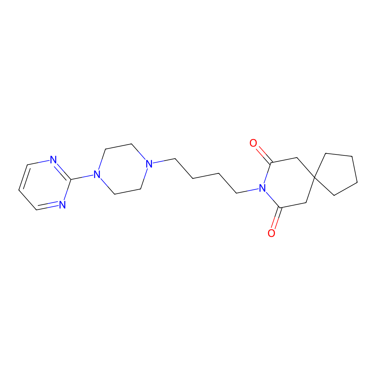 Buspirone molecular structure, CAS 36505-84-7