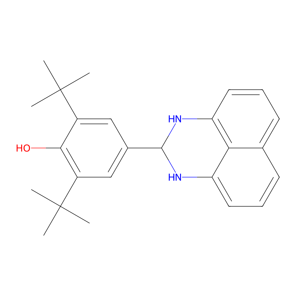 2,6-ditert-butyl-4-(2,3-dihydro-1H-perimidin-2-yl)phenol molecular structure, CAS 36507-78-5