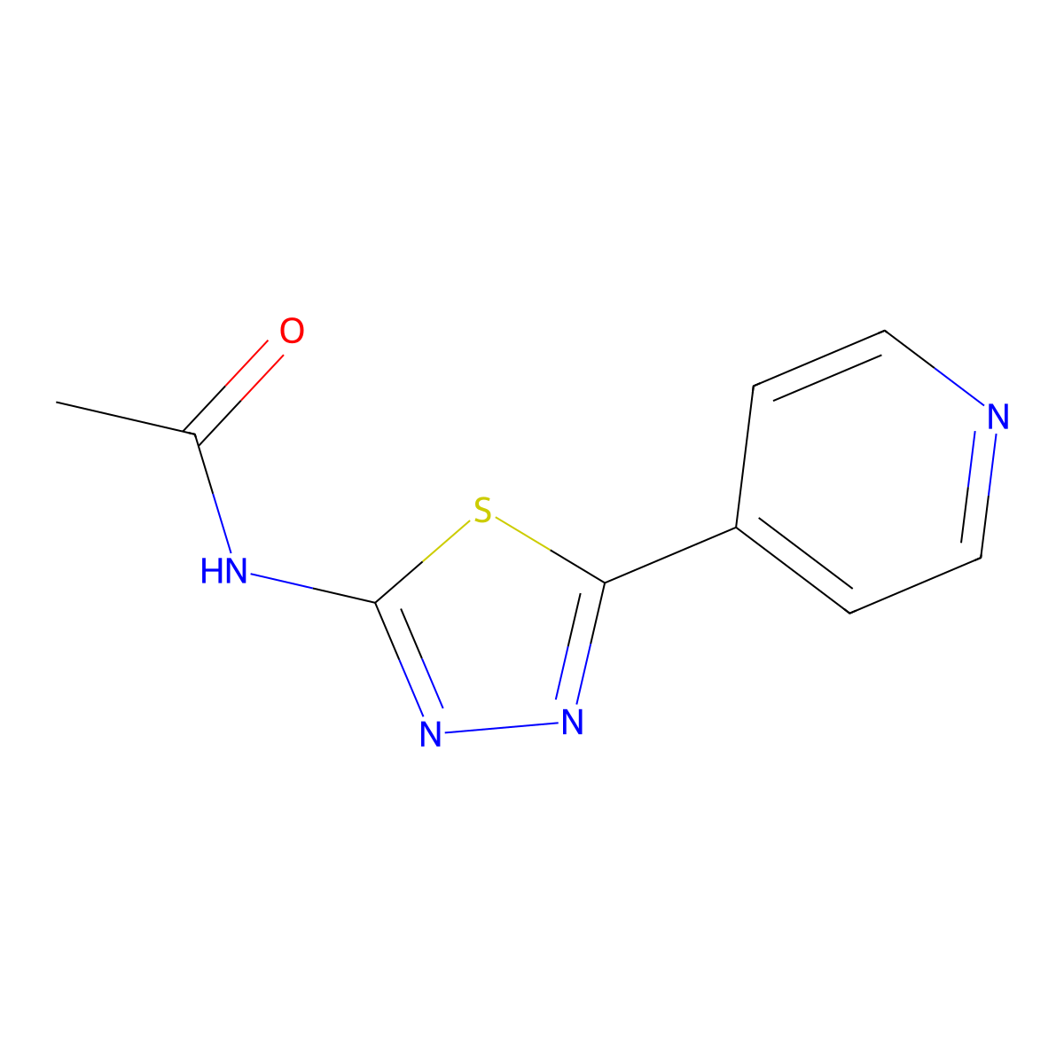 Acetamide, N-(5-(4-pyridyl)-1,3,4-thiadiazol-2-yl)- molecular structure, CAS 3652-14-0