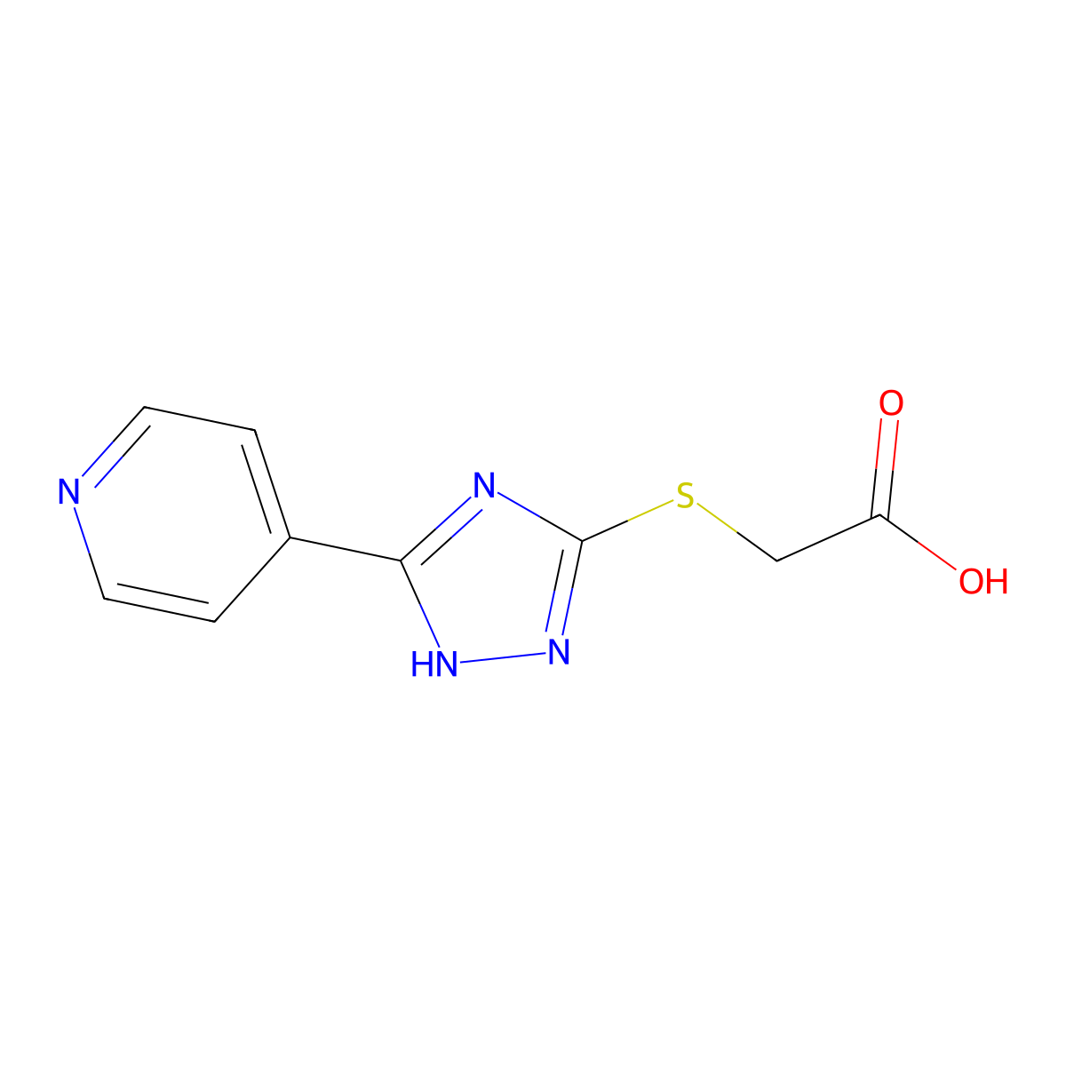 2-((5-(Pyridin-4-yl)-4H-1,2,4-triazol-3-yl)thio)acetic acid molecular structure, CAS 3652-29-7