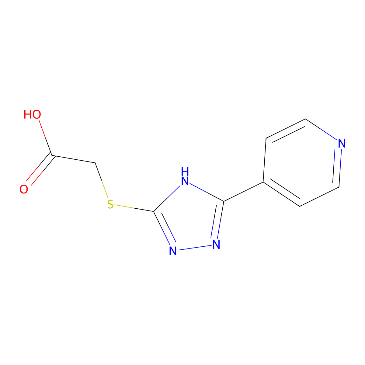 2-((5-(Pyridin-4-yl)-4H-1,2,4-triazol-3-yl)thio)acetic acid molecular structure, CAS 3652-29-7