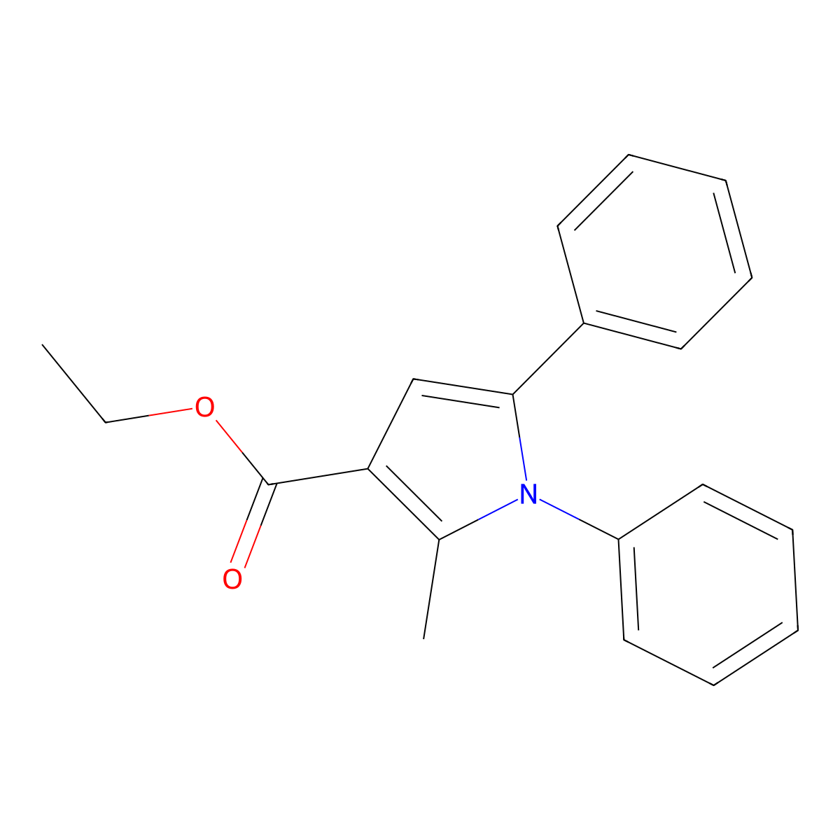 Ethyl 2-methyl-1,5-diphenyl-1H-pyrrole-3-carboxylate molecular structure, CAS 3652-61-7