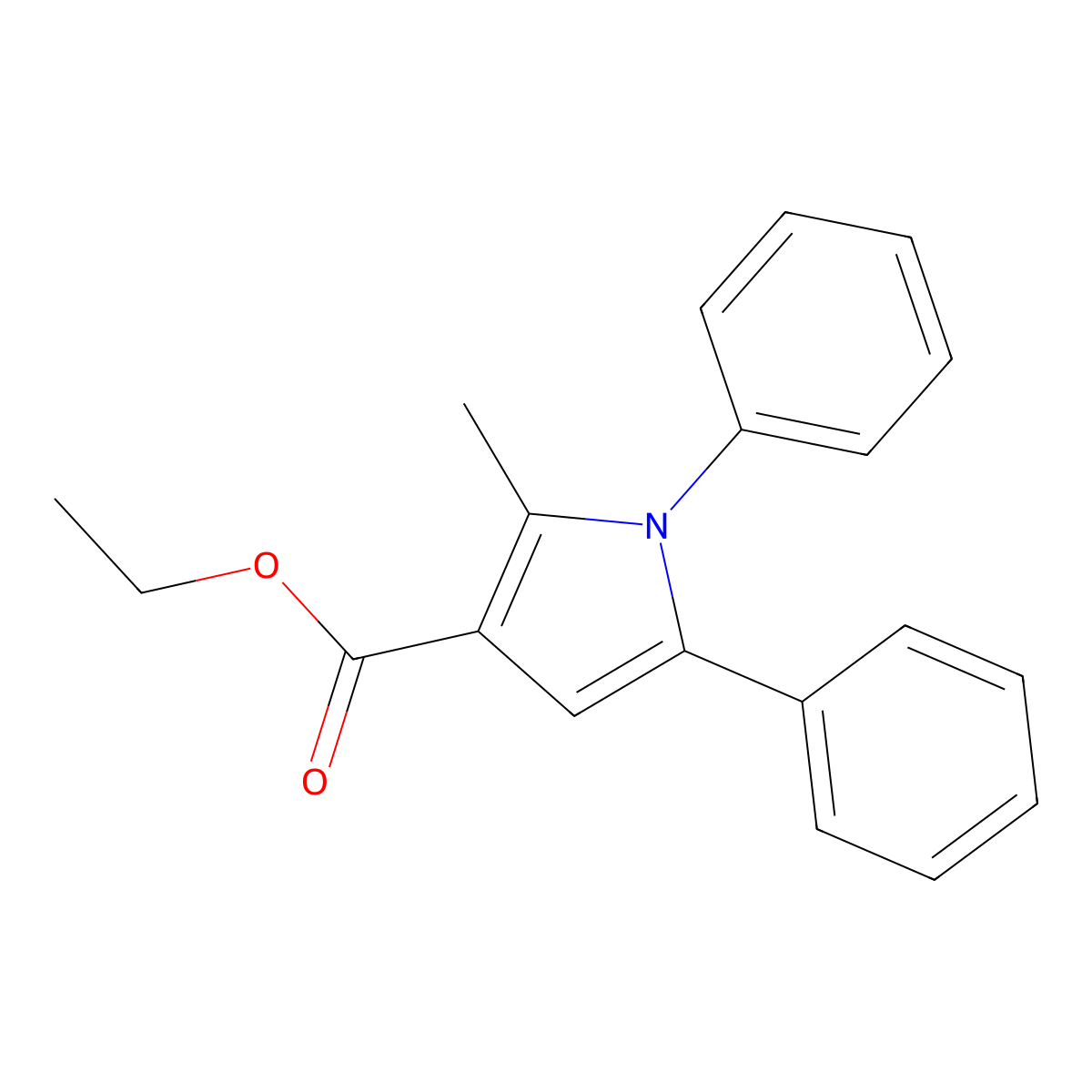 Ethyl 2-methyl-1,5-diphenyl-1H-pyrrole-3-carboxylate molecular structure, CAS 3652-61-7