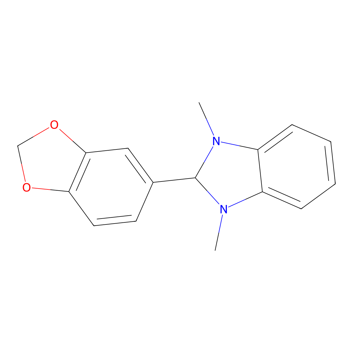 2-(1,3-benzodioxol-5-yl)-1,3-dimethyl-2,3-dihydro-1H-benzimidazole molecular structure, CAS 3652-94-6