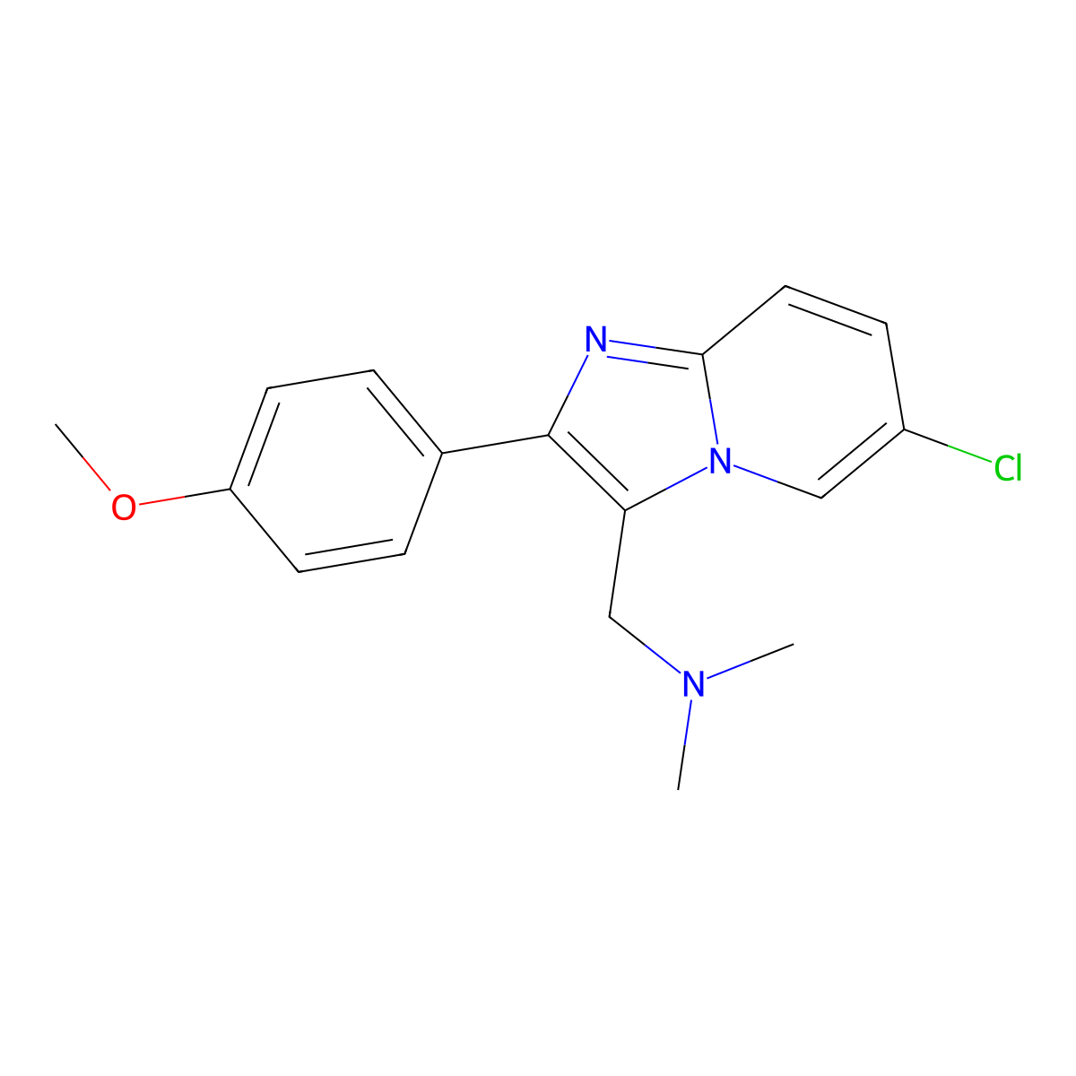 6-Cl-2-(4-MeOPh)-3-(Me2N-CH2)imidazo[1,2-a]pyridin molecular structure, CAS 365213-36-1