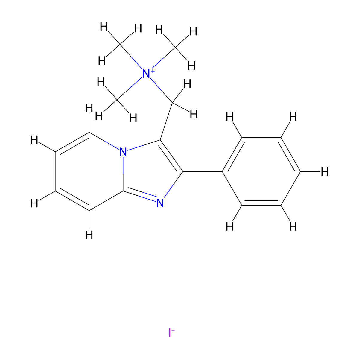 Trimethyl({2-phenylimidazo[1,2-A]pyridin-3-YL}methyl)azanium iodide molecular structure, CAS 365213-50-9