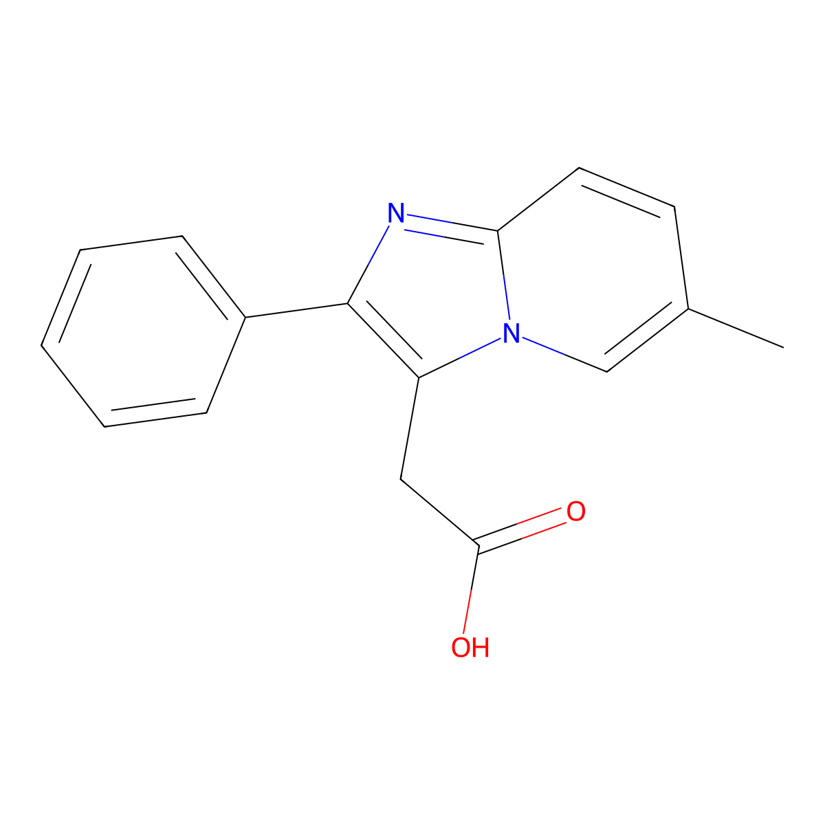 (6-Methyl-2-phenyl-imidazo[1,2-A]pyridin-3-YL)-acetic acid molecular structure, CAS 365213-66-7