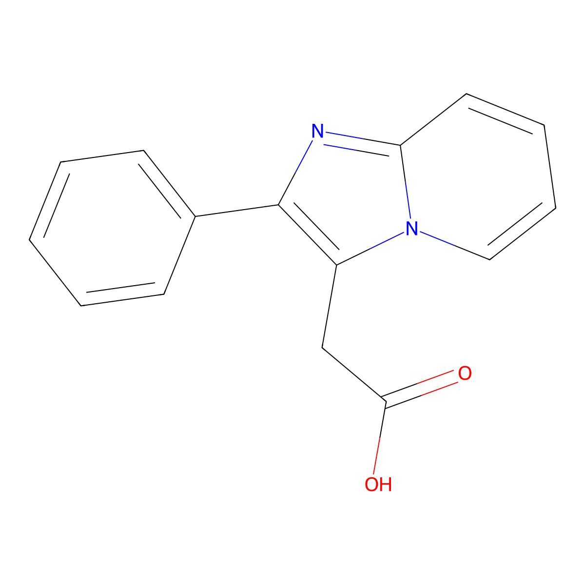 2-(2-Phenylimidazo[1,2-a]pyridin-3-yl)acetic acid molecular structure, CAS 365213-68-9