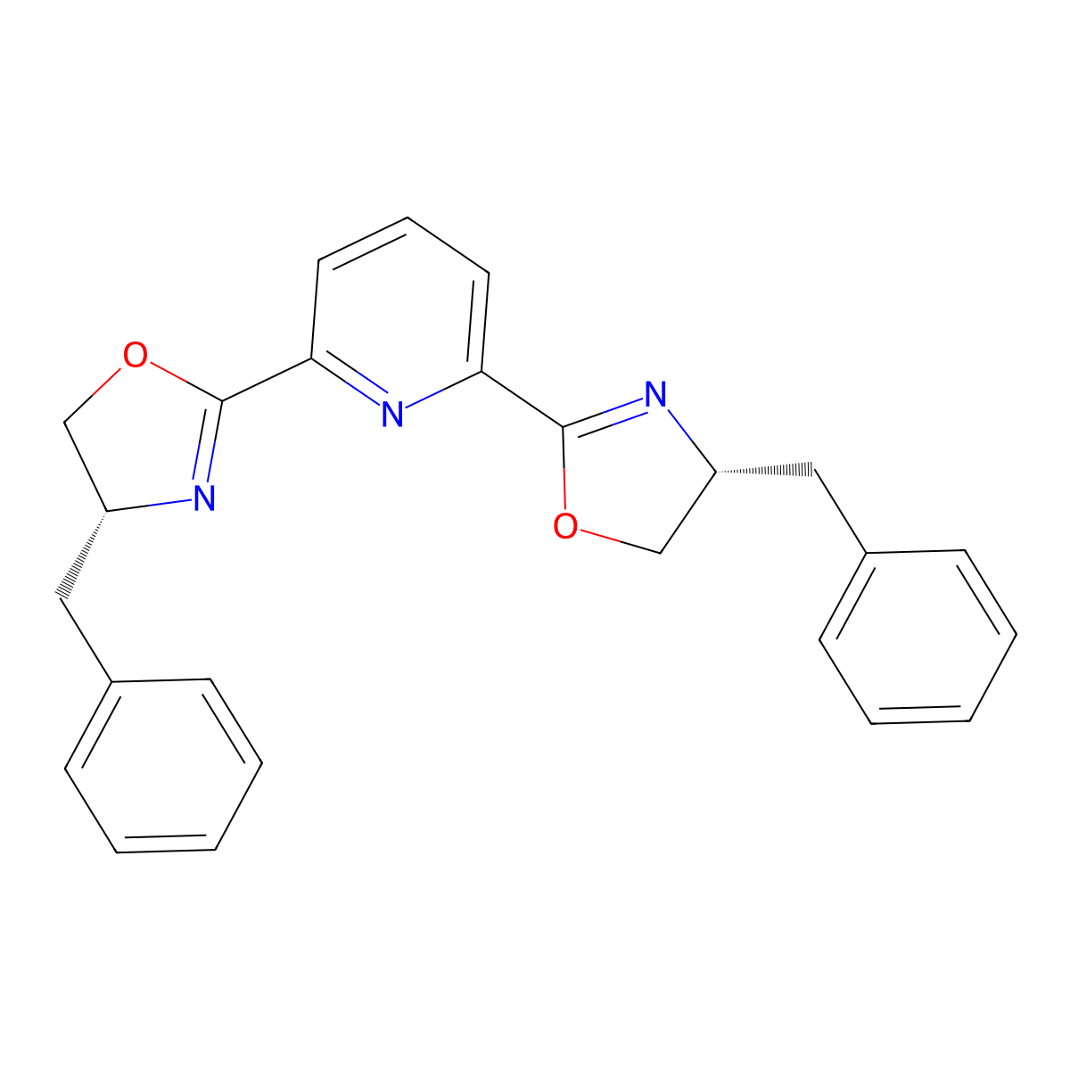 2,6-Bis((R)-4-benzyl-4,5-dihydrooxazol-2-yl)pyridine molecular structure, CAS 365215-38-9