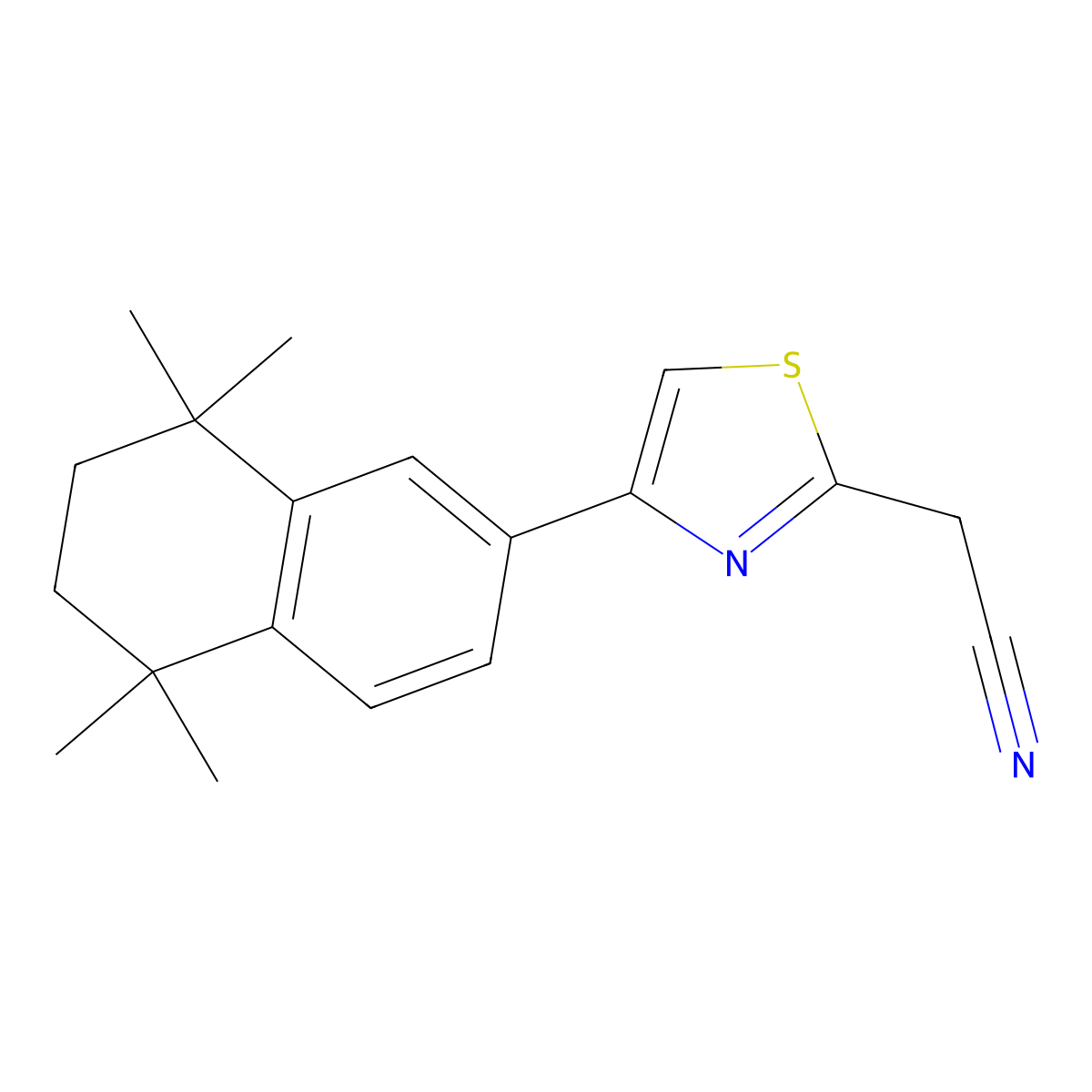 [4-(5,5,8,8-Tetramethyl-5,6,7,8-tetrahydronaphthalen-2-yl)thiazol-2-yl]acetonitrile molecular structure, CAS 365223-65-0