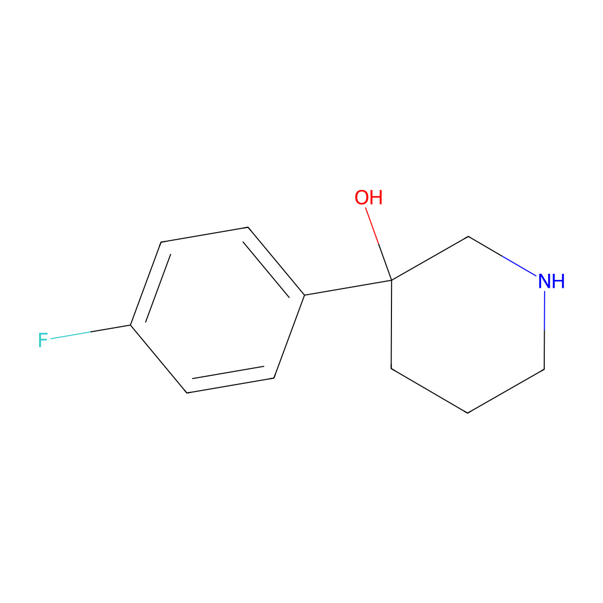 3-(4-Fluorophenyl)piperidin-3-ol molecular structure, CAS 365224-13-1