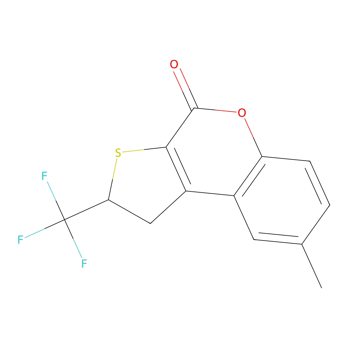 8-methyl-2-(trifluoromethyl)-1,2-dihydro-4H-thieno[2,3-c]chromen-4-one molecular structure, CAS 365242-44-0