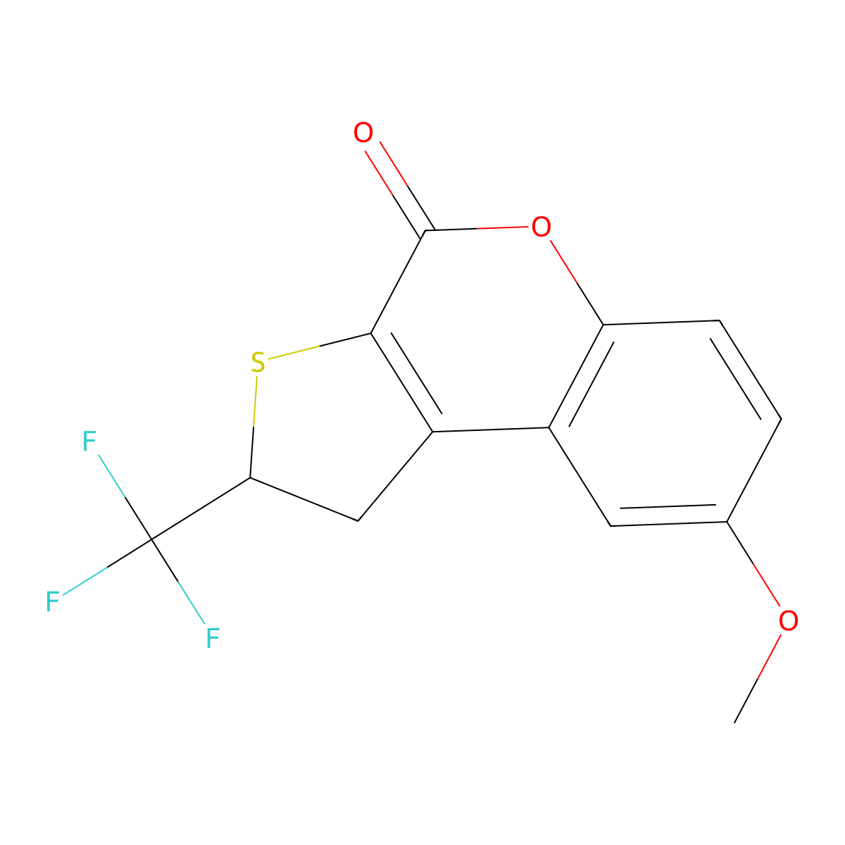 8-methoxy-2-(trifluoromethyl)-1,2-dihydro-4H-thieno[2,3-c]chromen-4-one molecular structure, CAS 365242-46-2