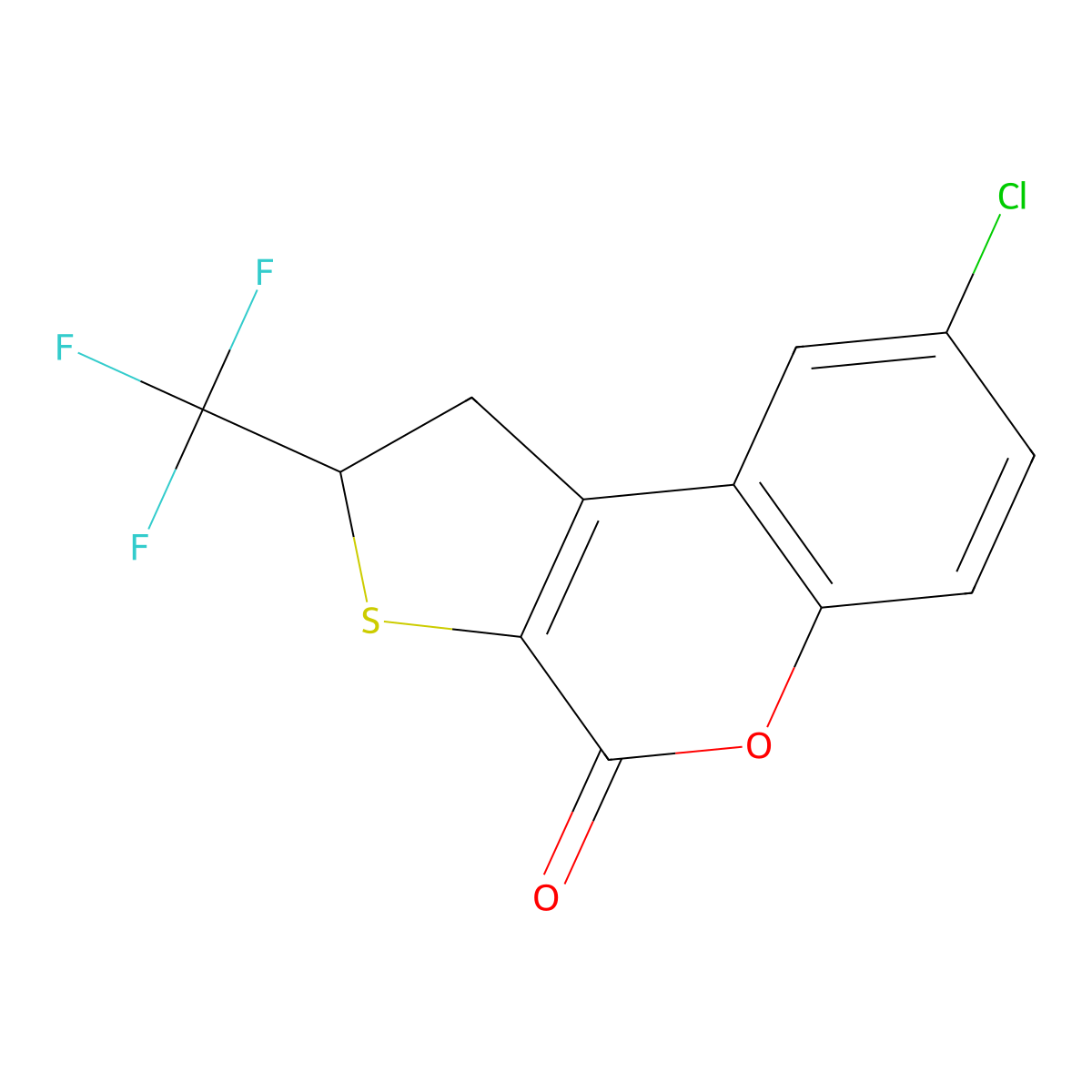 8-Chloro-2-(trifluoromethyl)-1,2-dihydrothieno[2,3-c]chromen-4-one molecular structure, CAS 365242-49-5