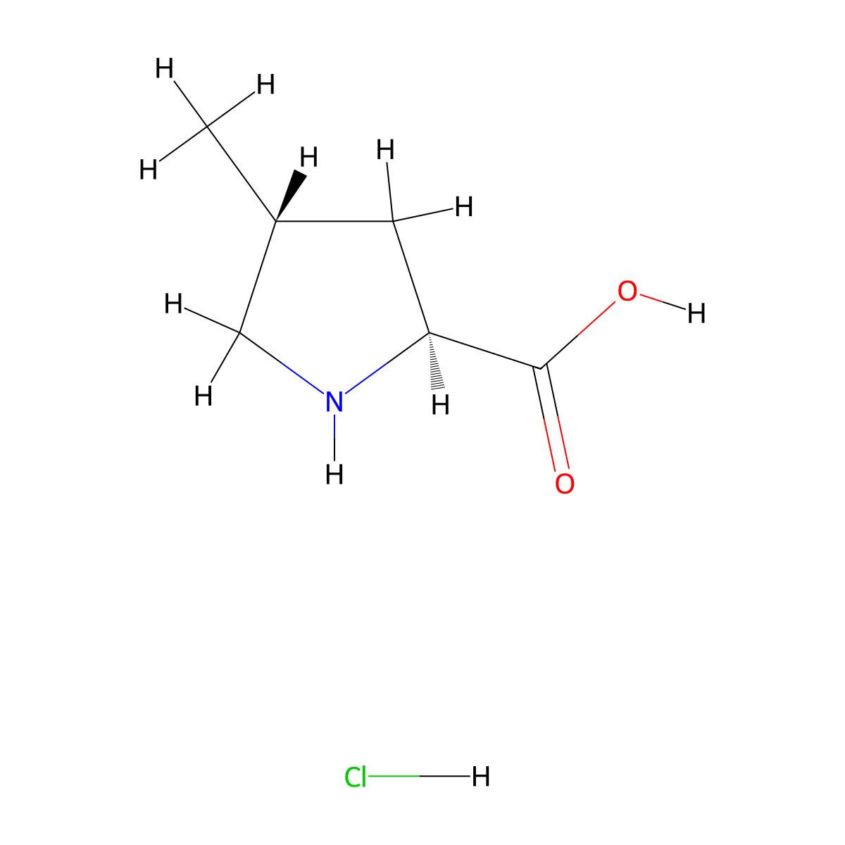 (2S,4R)-4-methylpyrrolidine-2-carboxylic acid hydrochloride molecular structure, CAS 365280-18-8