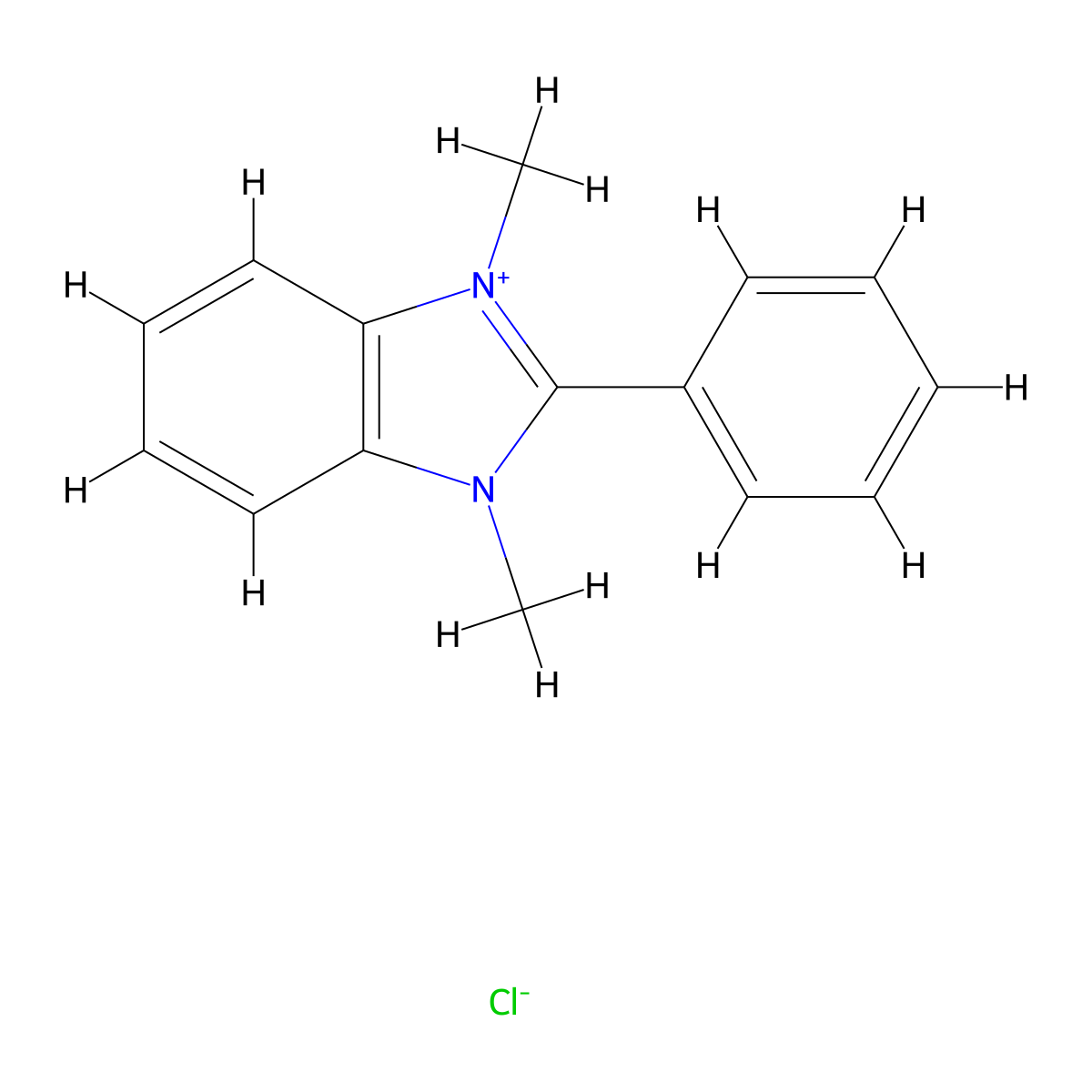 1,3-Dimethyl-2-phenyl-1H-benzo[d]imidazol-3-ium chloride molecular structure, CAS 3653-00-7