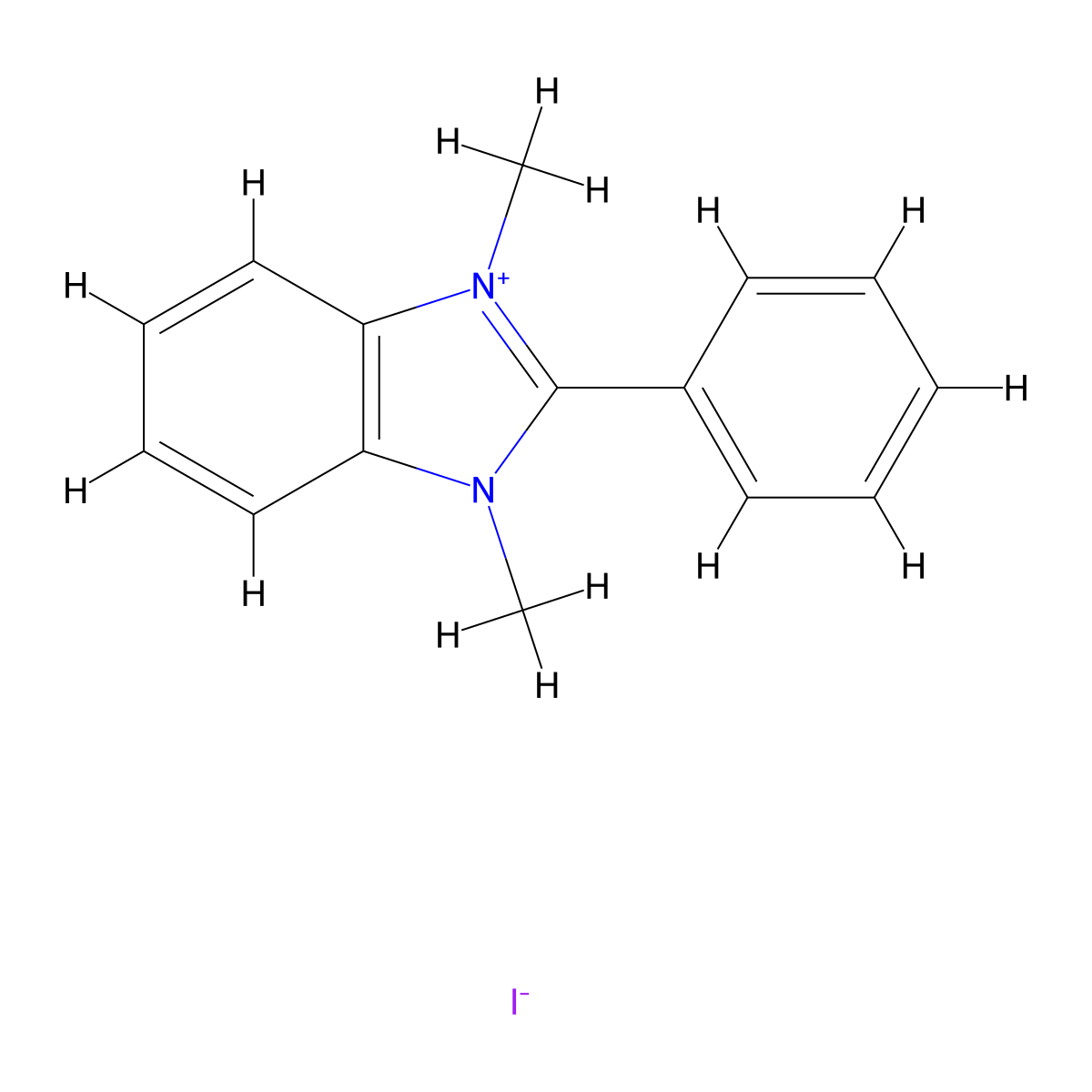 1,3-Dimethyl-2-phenyl-1H-benzo[d]imidazol-3-ium iodide molecular structure, CAS 3653-05-2