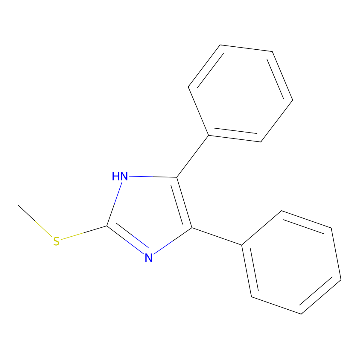 2-(methylthio)-4,5-diphenyl-1H-imidazole molecular structure, CAS 3653-22-3