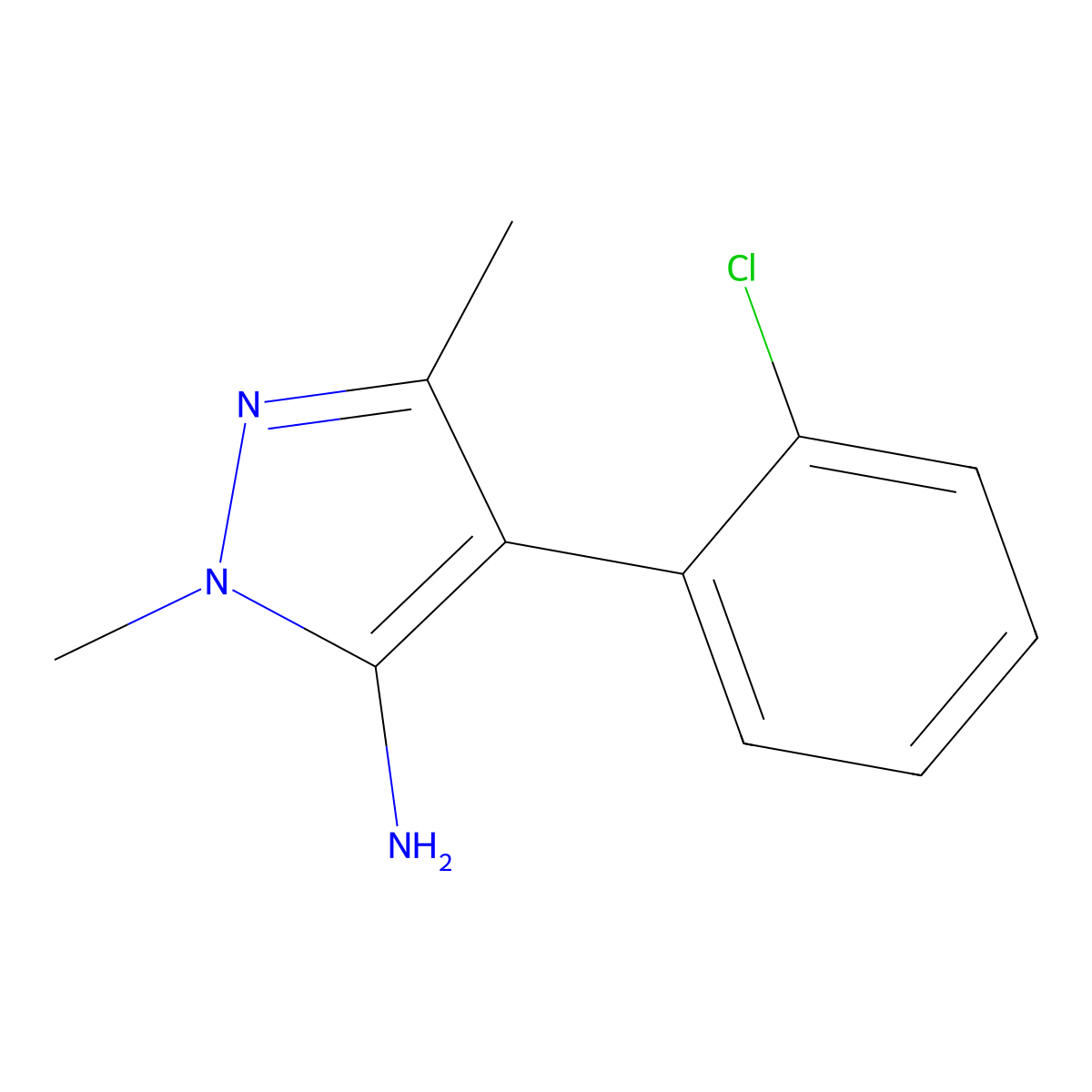 4-(2-Chlorophenyl)-1,3-dimethyl-1h-pyrazol-5-amine molecular structure, CAS 3654-23-7