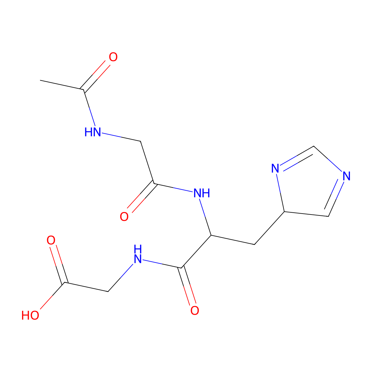 N-acetylglycyl-histidyl-glycine molecular structure, CAS 3654-95-3