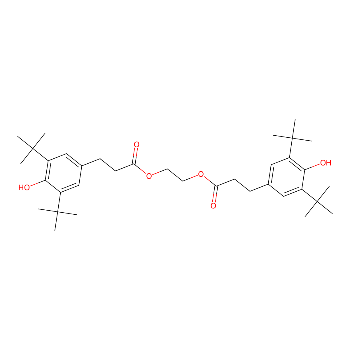 2-{[3-(3,5-DI-Tert-butyl-4-hydroxyphenyl)propanoyl]oxy}ethyl 3-(3,5-DI-tert-butyl-4-hydroxyphenyl)propanoate molecular structure, CAS 36541-61-4