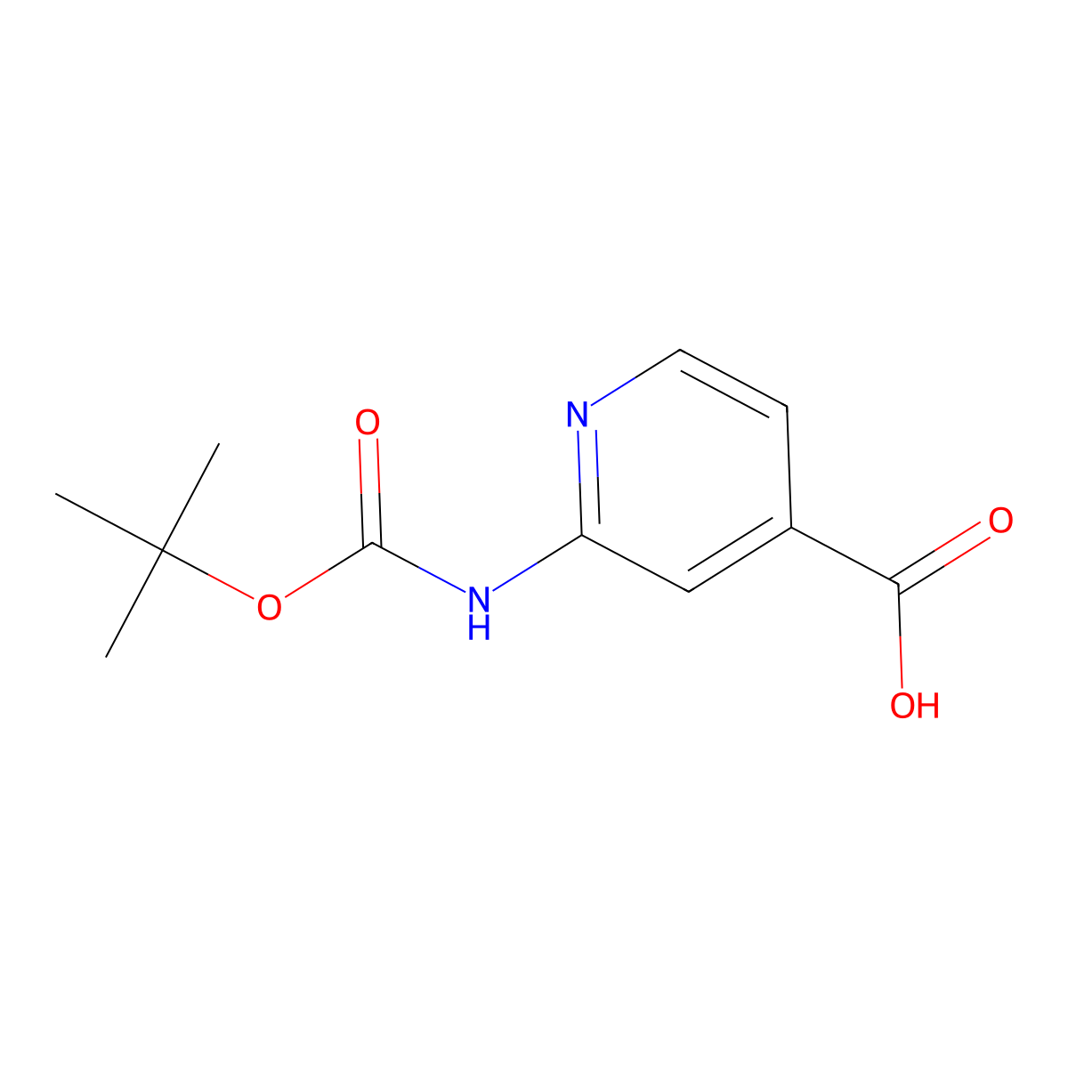 2-(((Tert-butoxy)carbonyl)amino)pyridine-4-carboxylic acid molecular structure, CAS 365412-92-6