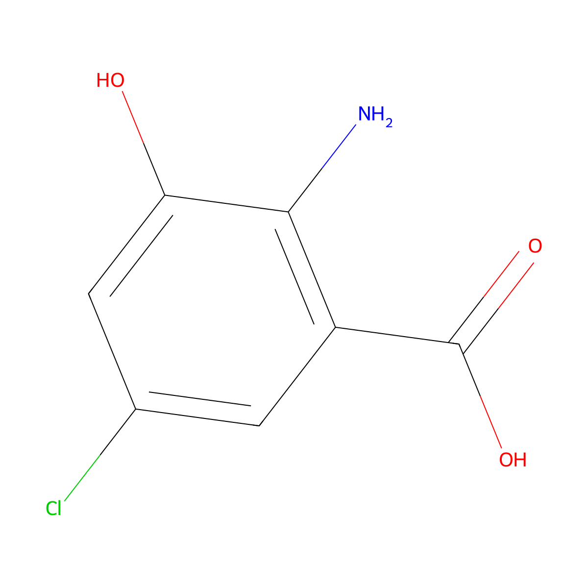 2-Amino-5-chloro-3-hydroxybenzoic acid molecular structure, CAS 365462-86-8
