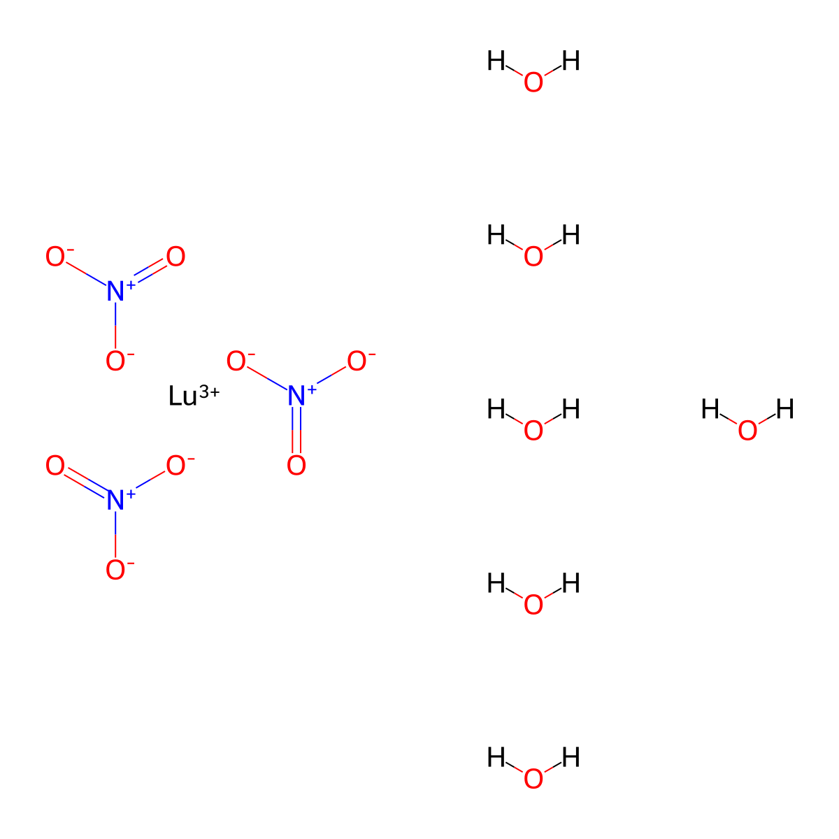 Lutetium(III) nitrate, hexahydrate (1:3:6) molecular structure, CAS 36549-50-5