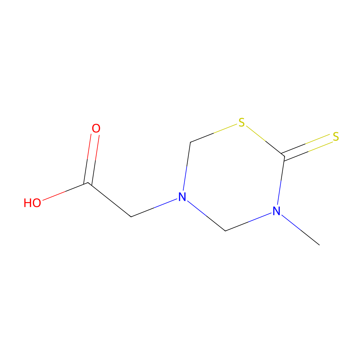 Dihydro-5-methyl-6-thioxo-2H-1,3,5-thiadiazine-3(4H)-acetic acid molecular structure, CAS 3655-88-7