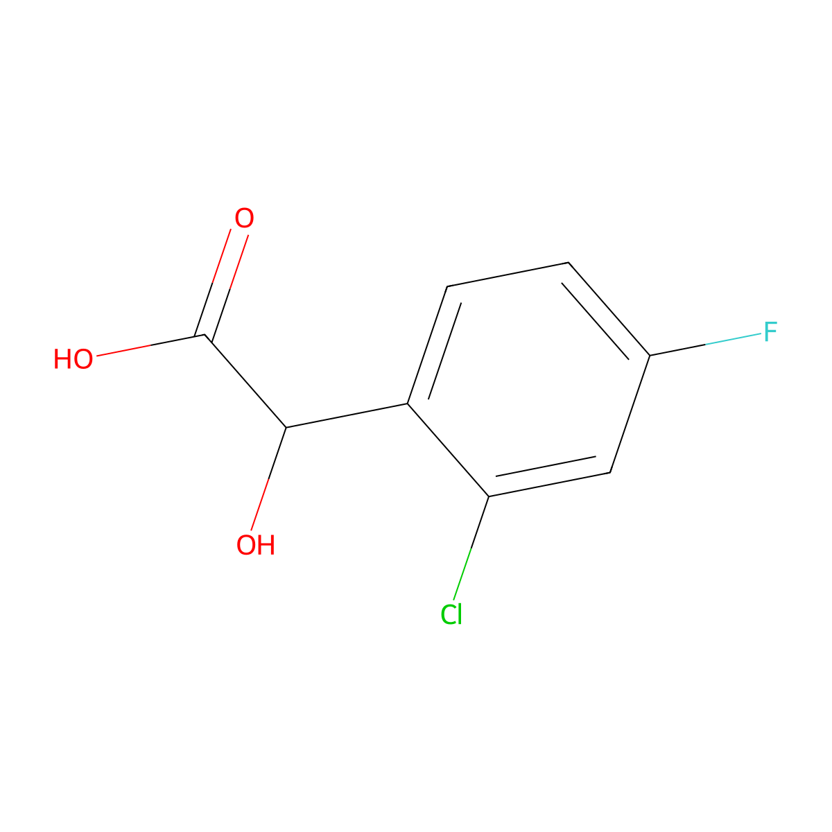 2-(2-Chloro-4-fluorophenyl)-2-hydroxyacetic acid molecular structure, CAS 365525-72-0