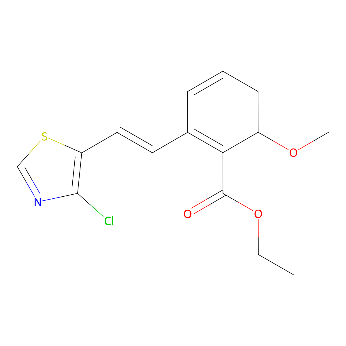 2-[2-(4-Chloro-thiazol-5-yl)-vinyl]-6-methoxy-benzoic acid ethyl ester molecular structure, CAS 365542-32-1